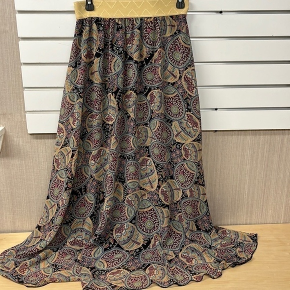 LuLaRoe paisley long unique color print maxi skirt size xxs